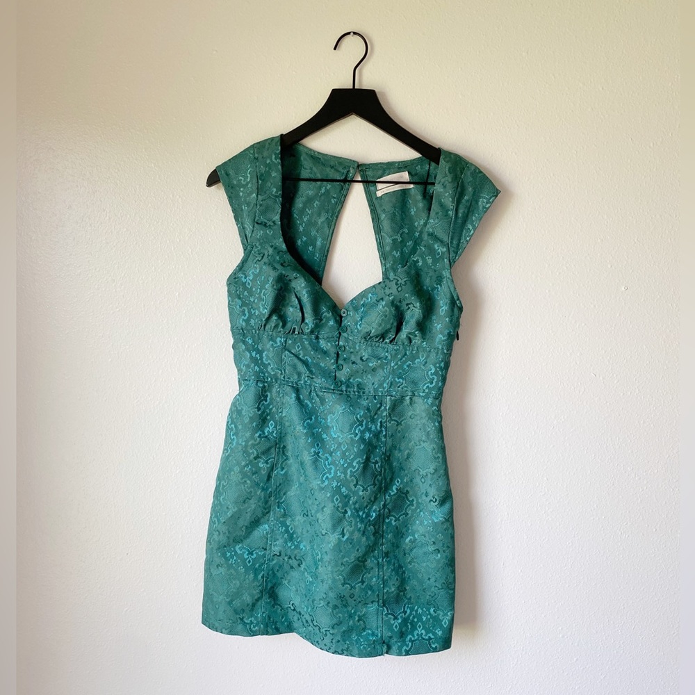 Urban Outfitters Green Mini Cut Out Detail Zipper Dress Size Medium